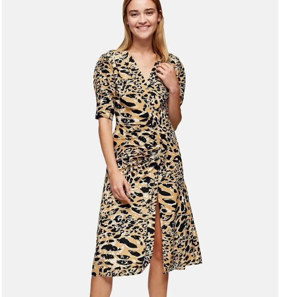 TopShop Leopard Faux Wrap Midi Dress Size 2